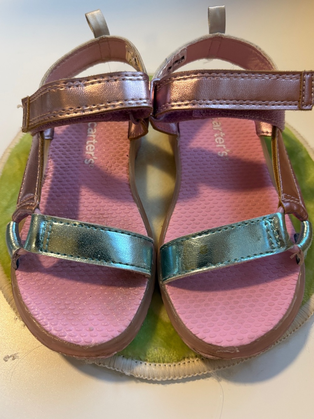 Carter's Girls Metallic Pink and Teal Strap Sandals